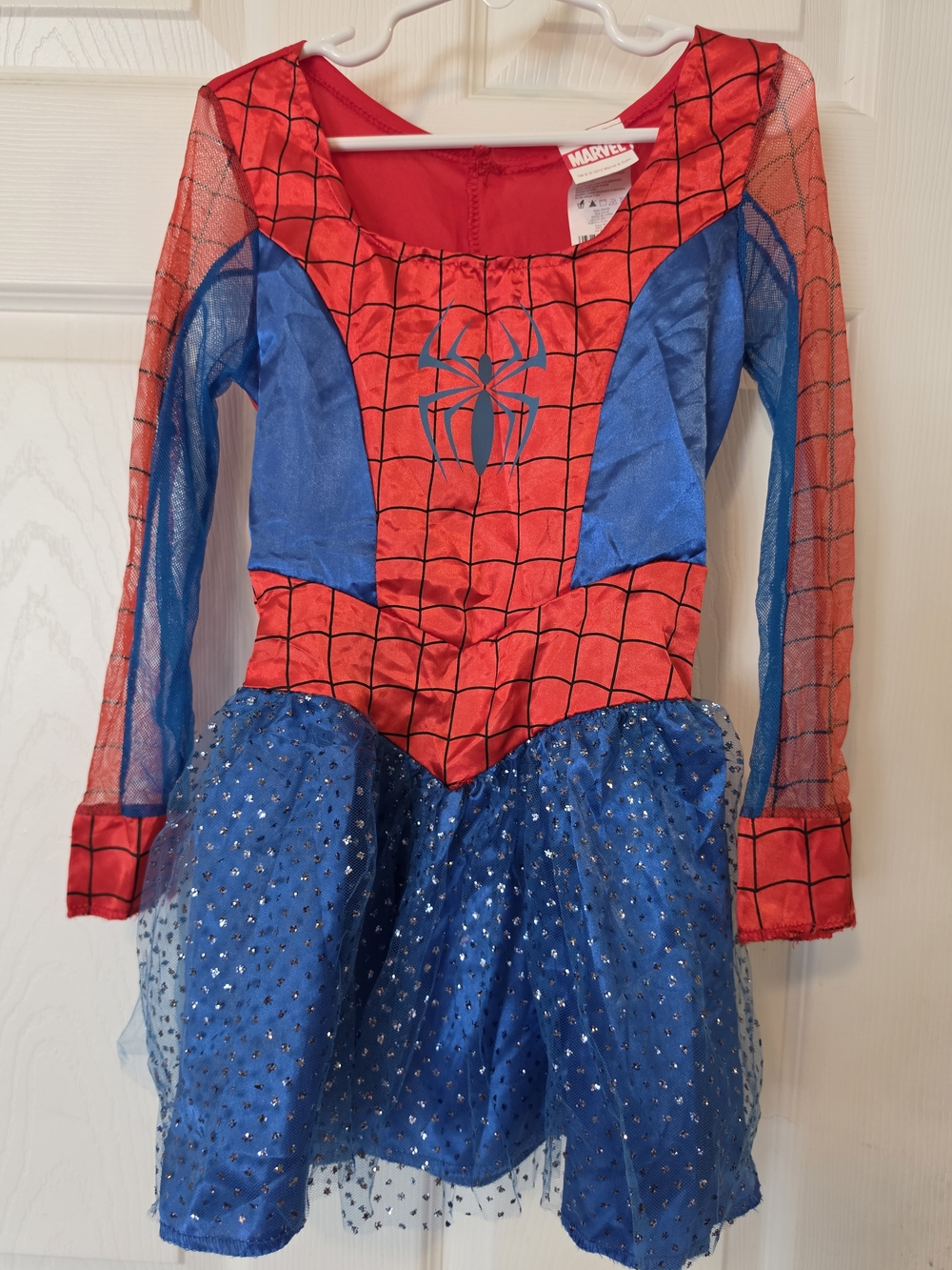 Marvel Girls Spider-Man Red & Blue Sparkle Dress Size Small